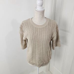 Banana Republic Sweater Womens S Camel Open Stitch Neutral Cover Up Beachy SP24